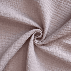 Ткань Муслин Жатый, цвет Пыльно-Розовый (на отрез)  в Протвино