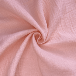 Ткань Муслин Жатый, цвет Нежно-Розовый (на отрез)  в Протвино